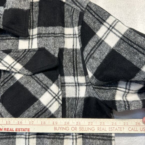 Shacket Members Mark Womens XL Relax Fit Long Sleeve Black White Plaid Midweight - Picture 6 of 10
